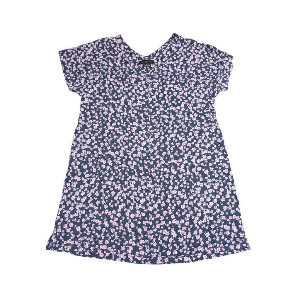 Sanctuary Women's Short-Sleeve Floral Tunic/Dress- Navy Print Women's Size M